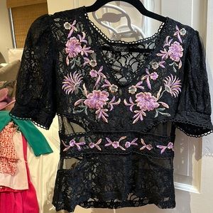 Topshop floral lace top